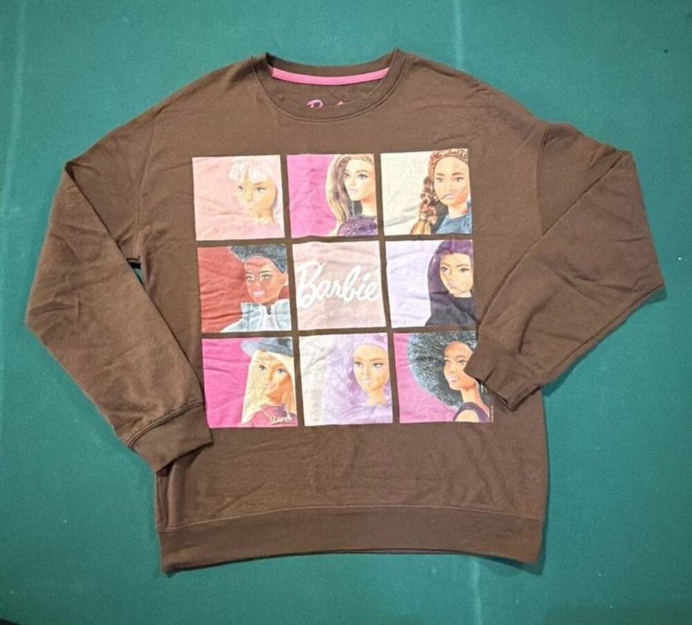 Barbie Hybrid Apparel Sweatshirt Size XS Brown Multi Graphic